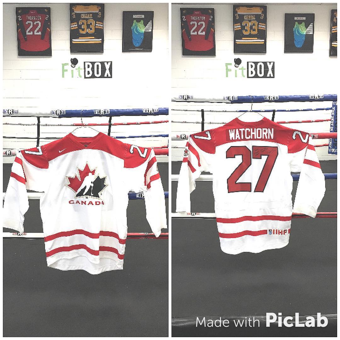 Thanks Boston Blades Tara Watchorn, Women’s Hockey 2014 Olympic Canadian Gold medalist for the signed jersey. #Athlete #Boxing #Offseason #Training #Women #Hockey www.fitboxdedham.com #Dedham #Boston @bostoncwhl @thecwhl