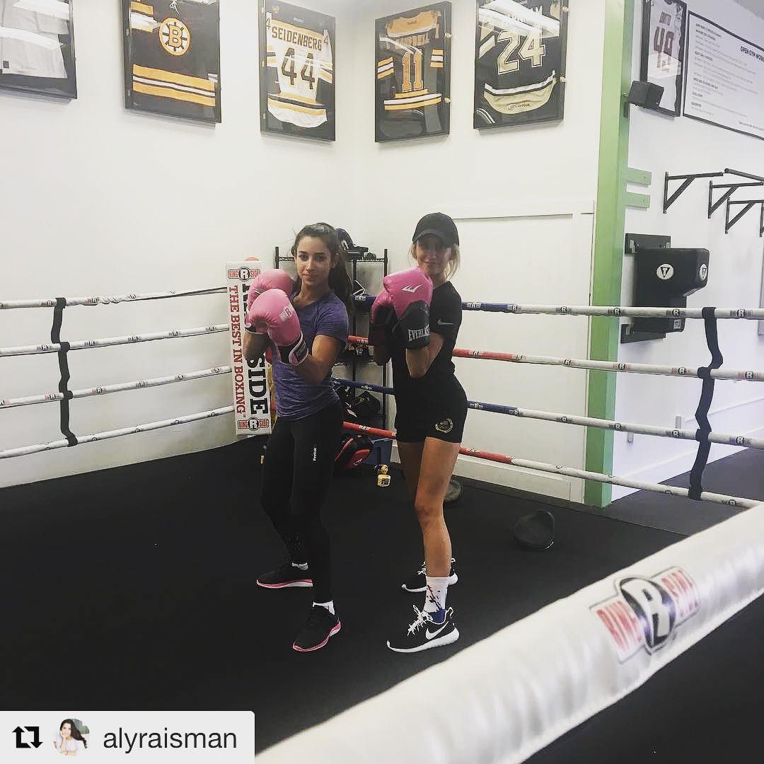 @alyraisman with @repostapp
・・・
Our new thing... Going to have to find boxing places all over the country when we go on tour!! 🏻🏻 @nastialiukin @fitboxboxingfitness