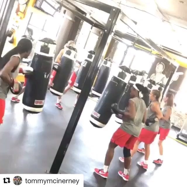 #Repost @tommymcinerney . Last round with these ladies today . They did a great job this summer putting in work and letting those hands go. @bostonu_wbb @the_ring_boxing_club_boston #boxing #GoBU #summer #offseason #athlete #training #group #team