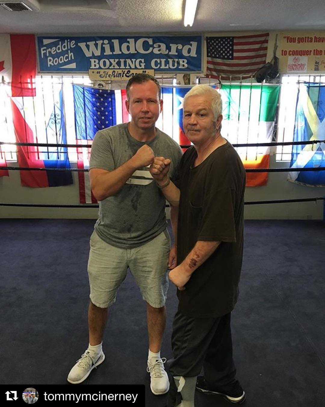 @tommymcinerney . .
Great time getting some in with one of Dedham's well-known boxer's  Pepper Roach at @wildcardboxingclub @freddieroach