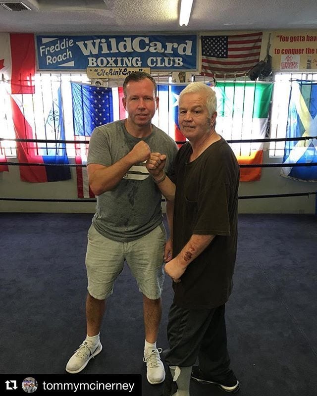 #Repost @tommymcinerney . . Great time getting some #mittwork in with one of Dedham's well-known boxer's Pepper Roach at @wildcardboxingclub @freddieroach #boxing #hollywood #bestofthebest #gym #Dedham #oldschool