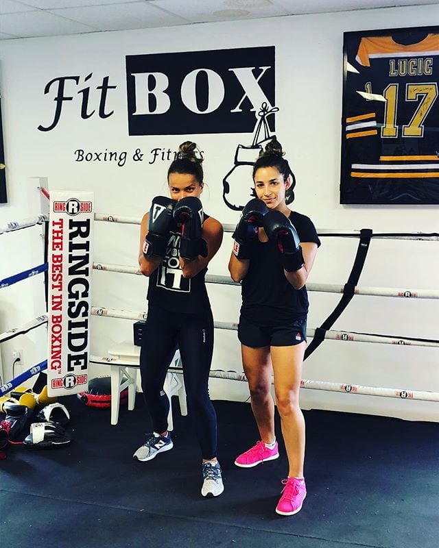 Great boxing sesh today @alyraisman putting in the rounds with Boston’s boxing trainer @tommymcinerney #🥊 #Boxing #mittwork #workhard #Boston #Dedham @aly.raisman.news