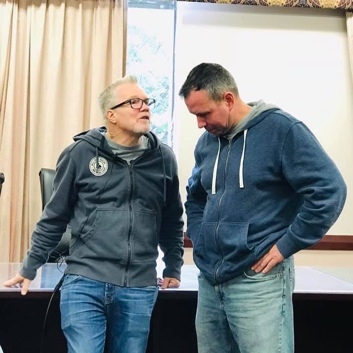 It was nice to catch up with @freddieroach in the town he grew up in at the Dedham town hall when he had a few guys boxing at the @Tdgarden . There was a great group of long time Dedham residents that were there that welcomed him home . #Dedham #Boxing #respect @wildcardboxingclub #oldschool @tommymcinerney @norfolkaggiehs #Boston #La #legend