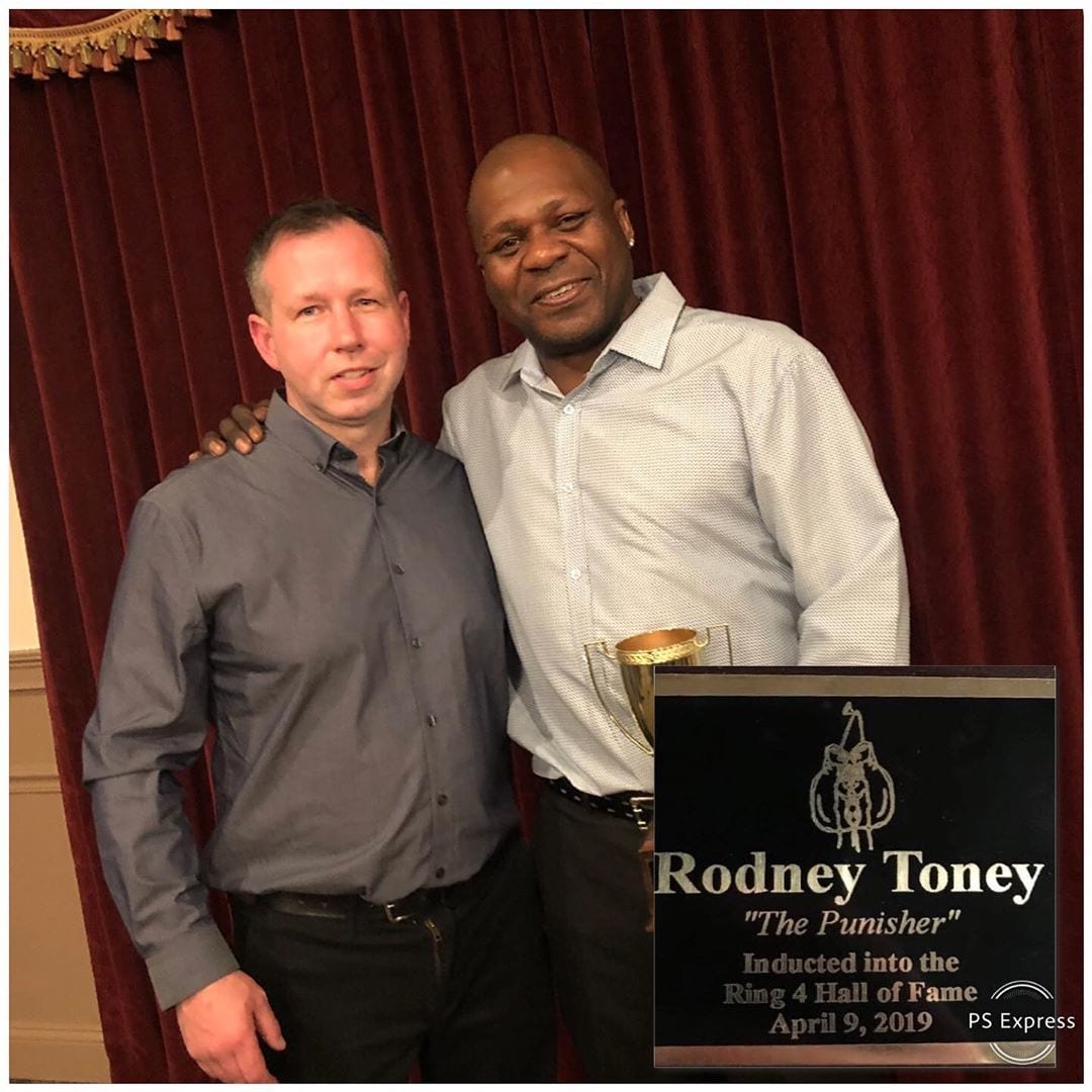This guys taught me a lot in the sport of boxing , gave me the opportunity to be his sparring partner for his last 3 fights and be a part of his training camp and work his corners with his father. I couldn’t be more happier to be there to watch him get inducted in The Ring 4 New England Boxing Hall Of Fame today , Well deserved Rodney Toney “The Punisher” 🥊 As tough as the come . . . #boxing #newengland #boston #ring4 #halloffame #hof #thepunisher #respect #hydepark #georgetowne #newenglandgoldengloves #amatuer #professional #mohegansun #fights #florianhall