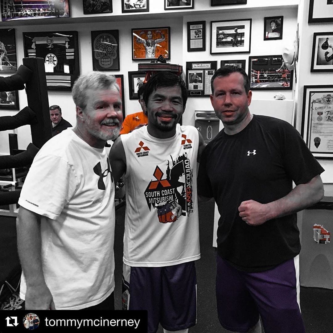 #Repost @tommymcinerney with @get_repost ・・・ All the best to @mannypacquiao @freddieroach @wildcardboxingclub this Saturday night @mgmgrand #Getit @foxsports #boxing #🥊 #pacquiaothurman