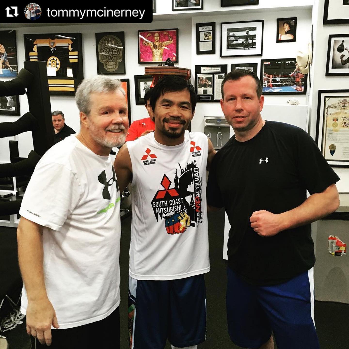 Repost @tommymcinerney ••• Great to get the opportunity to meet one of the best in the sport of boxing @mannypacquiao and be able to watch train @wildcardboxingclub with @freddieroach . Best of luck on your retirement , Thanks for all you have done for the sport . #boxing #sweetscience @fitboxboxingfitness