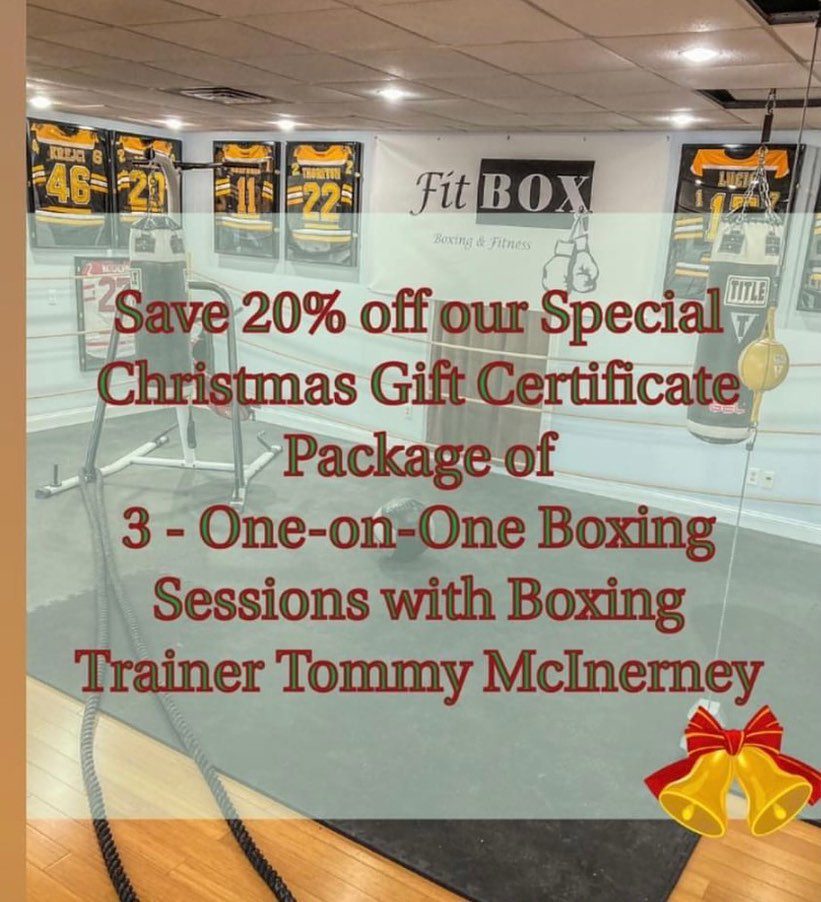 The perfect gift to relieve all that 2021 stress . For more info contact us at Call/text (781)727-9503) or email fitbox@outlook.com #boxing @tommymcinerney #christmas #giftideas #1on1 #training