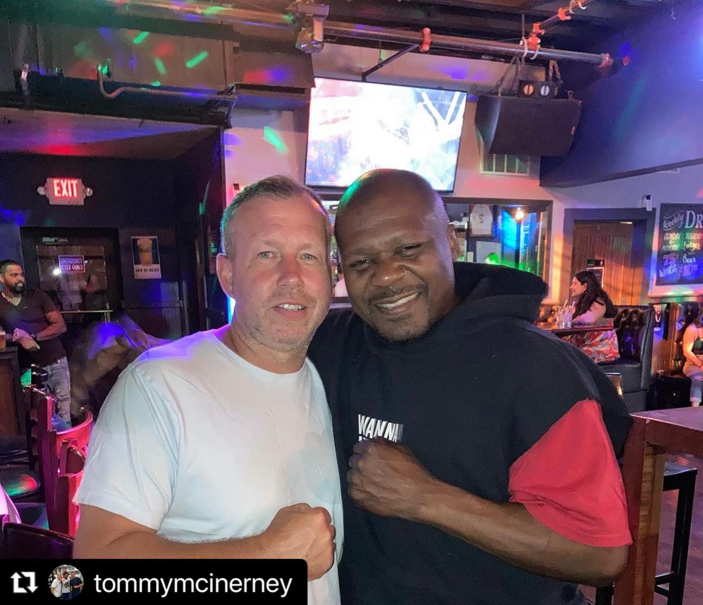 Always great catching up with the champ . We did alot of rounds in the ring together for the past 18  years . Learned a lot from him . toneyrodney @fitboxboxingfitness
